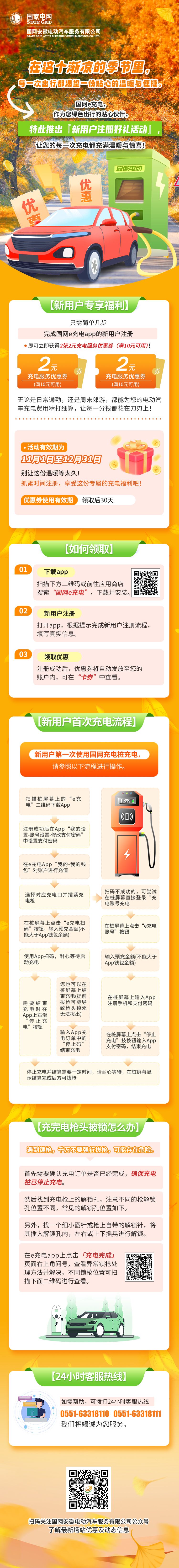 【秋意浓，好礼送】国网e充电APP新用户注册享好礼！快来领取吧